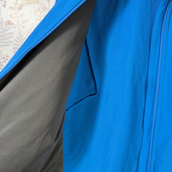 Jack Wolfskin Flex Shield Softshell Jacket Mens L Blue Stormlock Full Zip Hooded - Picture 12 of 16